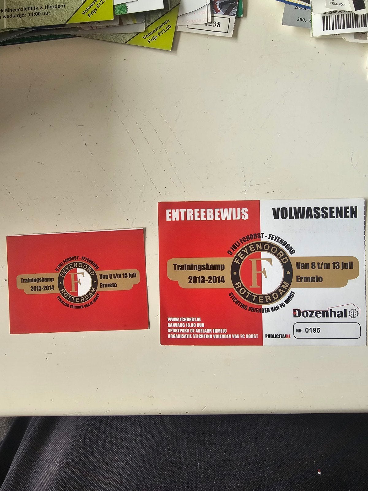 2 kaartjes fc horst-feyenoord 9 juli 2013, Ophalen of Verzenden, Feyenoord