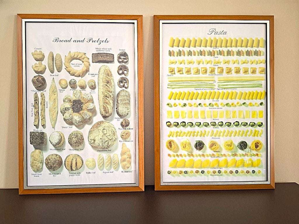 Twee posters voor keuken interieur, Brood & Pasta, 50 – 75, Minder dan 50 cm, Verzenden, Zo goed als nieuw
