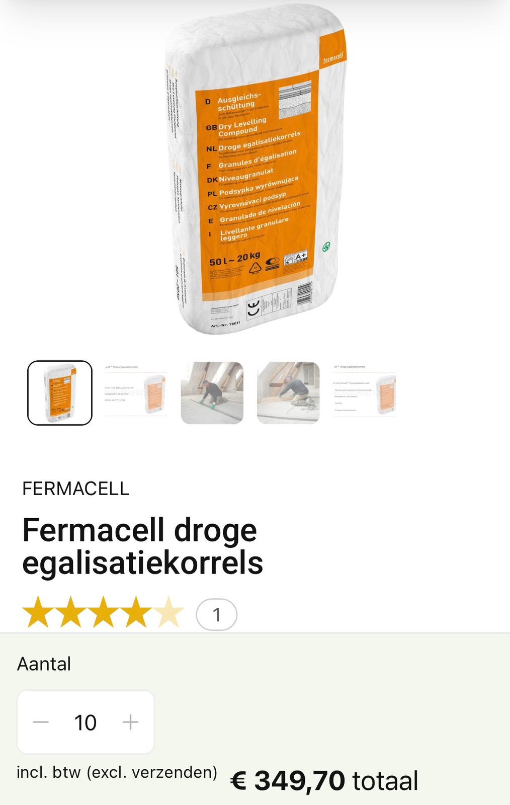 Fermacell egalisatie korrels 10 zakken, Doe-het-zelf en Verbouw, Overige materialen, Nieuw, 15 m² of meer, Vloerisolatie