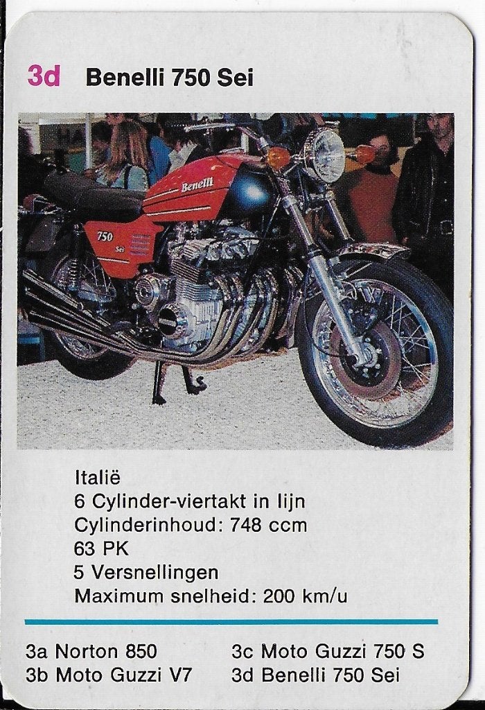 M105 motorkaartje benelli 750 sei ( 3d ), Ophalen of Verzenden, Zo goed als nieuw, Motoren