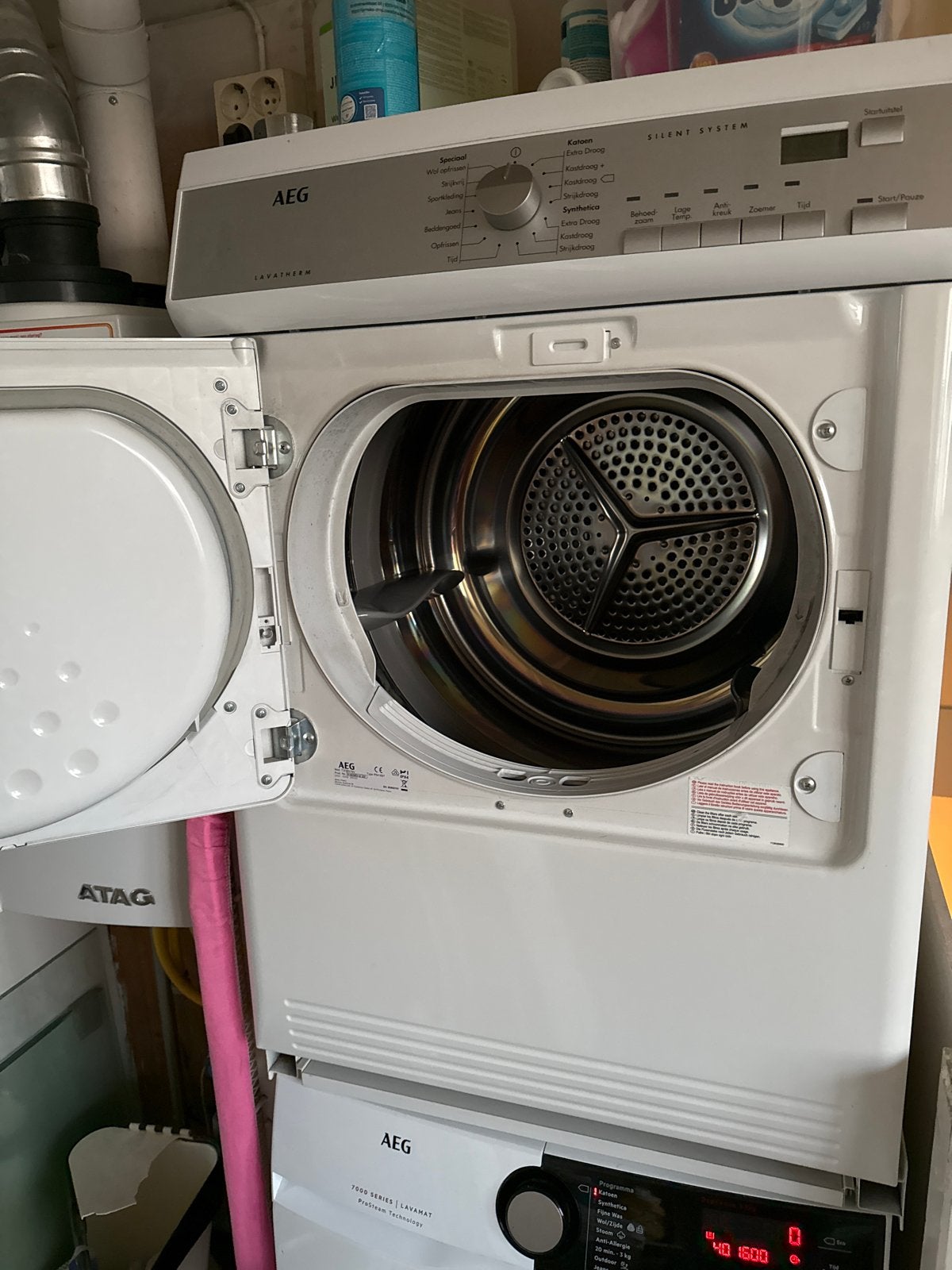 AEG Lavatherm T3DBN79V afvoerdroger - Zo goed als nieuw, Witgoed en Apparatuur, Ophalen, 6 tot 8 kg, Zo goed als nieuw, Voorlader
