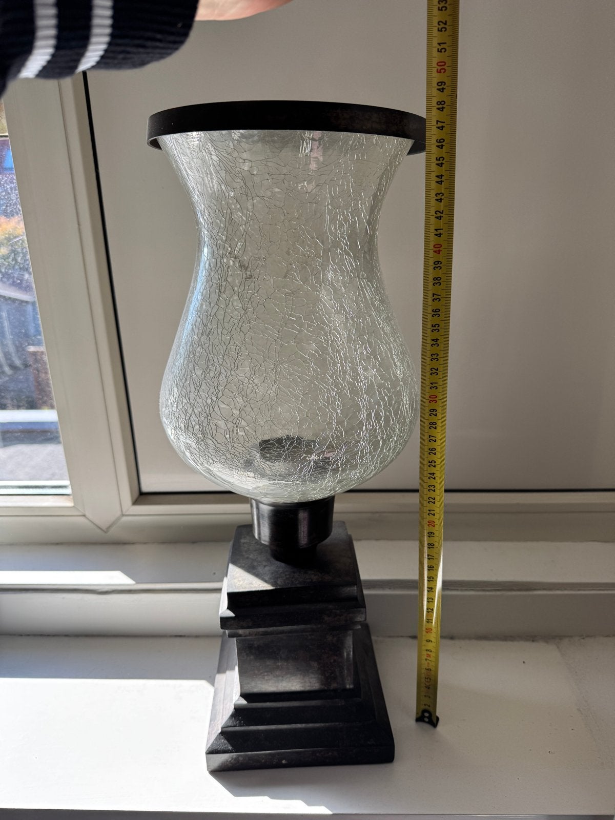 Stijlvolle windlicht met craquelé glas, Huis en Inrichting, Ophalen, Windlicht, Gebruikt, Zwart