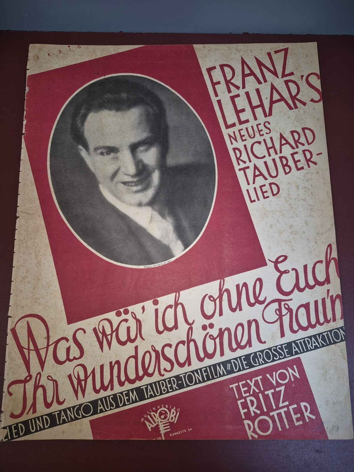Franz Lehár's Neues Richard Tauber-Lied bladmuziek, Ophalen of Verzenden