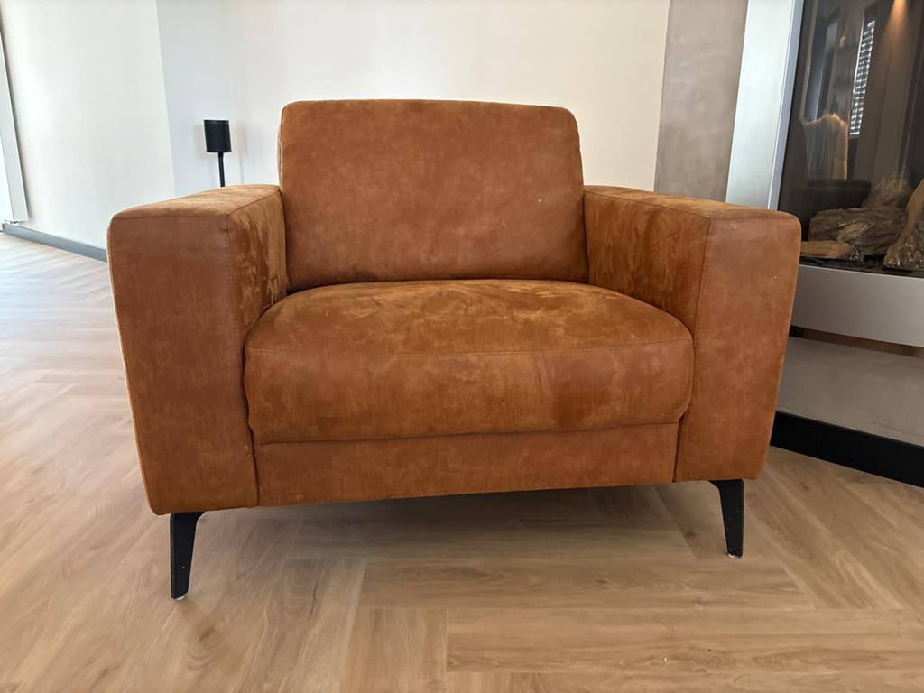 Comfortabele cognac leren fauteuil - Zo goed als nieuw, Ophalen, Zo goed als nieuw, 100 tot 125 cm, Leer