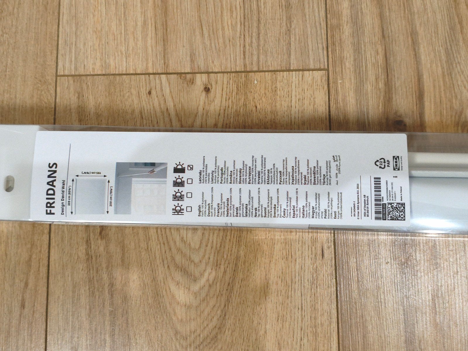 IKEA FRIDANS rolgordijn 200x195 cm, verduisterend, Ophalen, Verduisterend, Wit, Nieuw