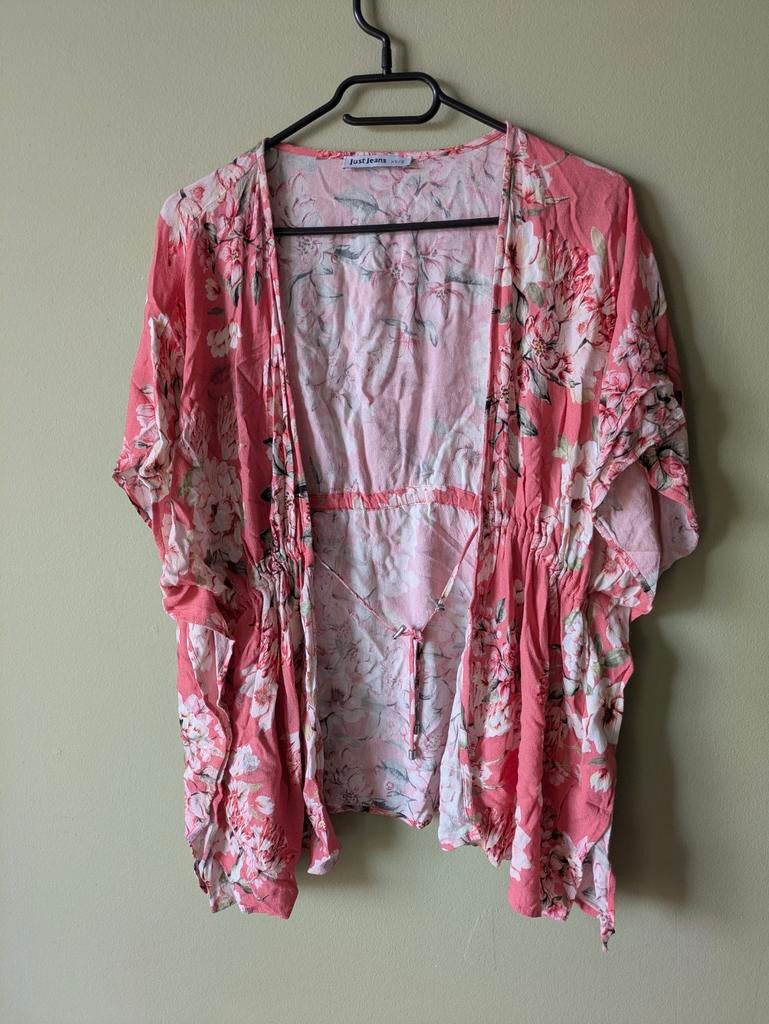 Kimono van Just Jeans - Bloemenprint - Maat XS/S  (2), Just Jeans, Ophalen of Verzenden, Korte mouw, Roze