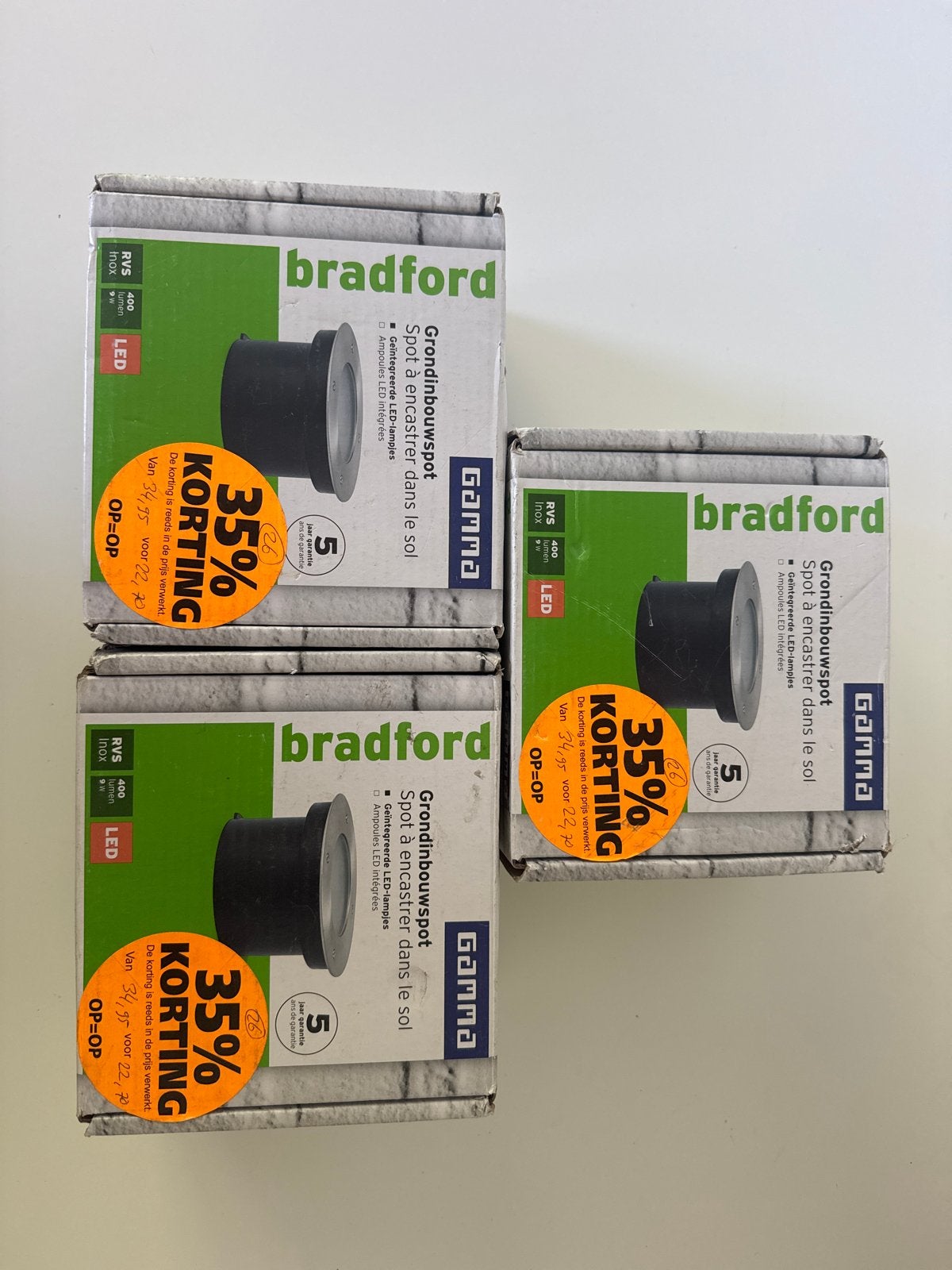 3 Gamma Bradford Grondinbouwspots RVS LED 9W voor tuin, Minder dan 50 watt, Nieuw, Ophalen of Verzenden, Netvoeding