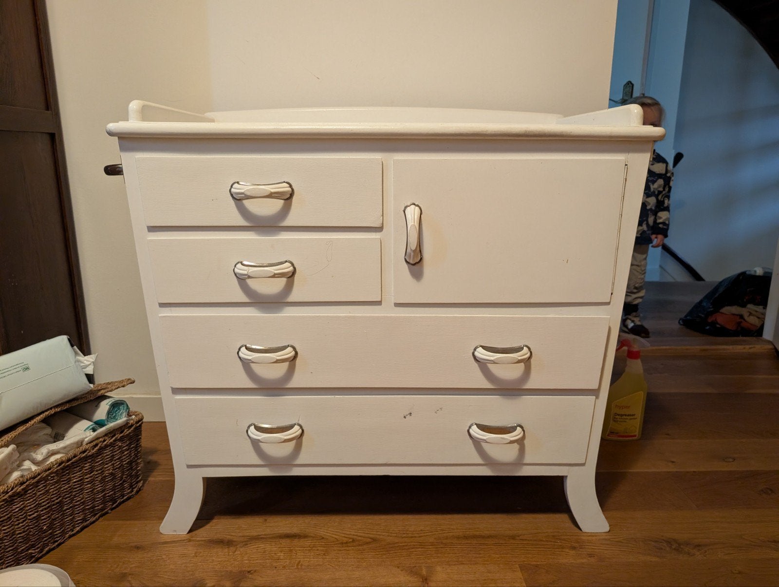 Vintage Commode met Uitschuifbaar Paneel, Ophalen, Gebruikt, 50 tot 70 cm, 75 tot 100 cm