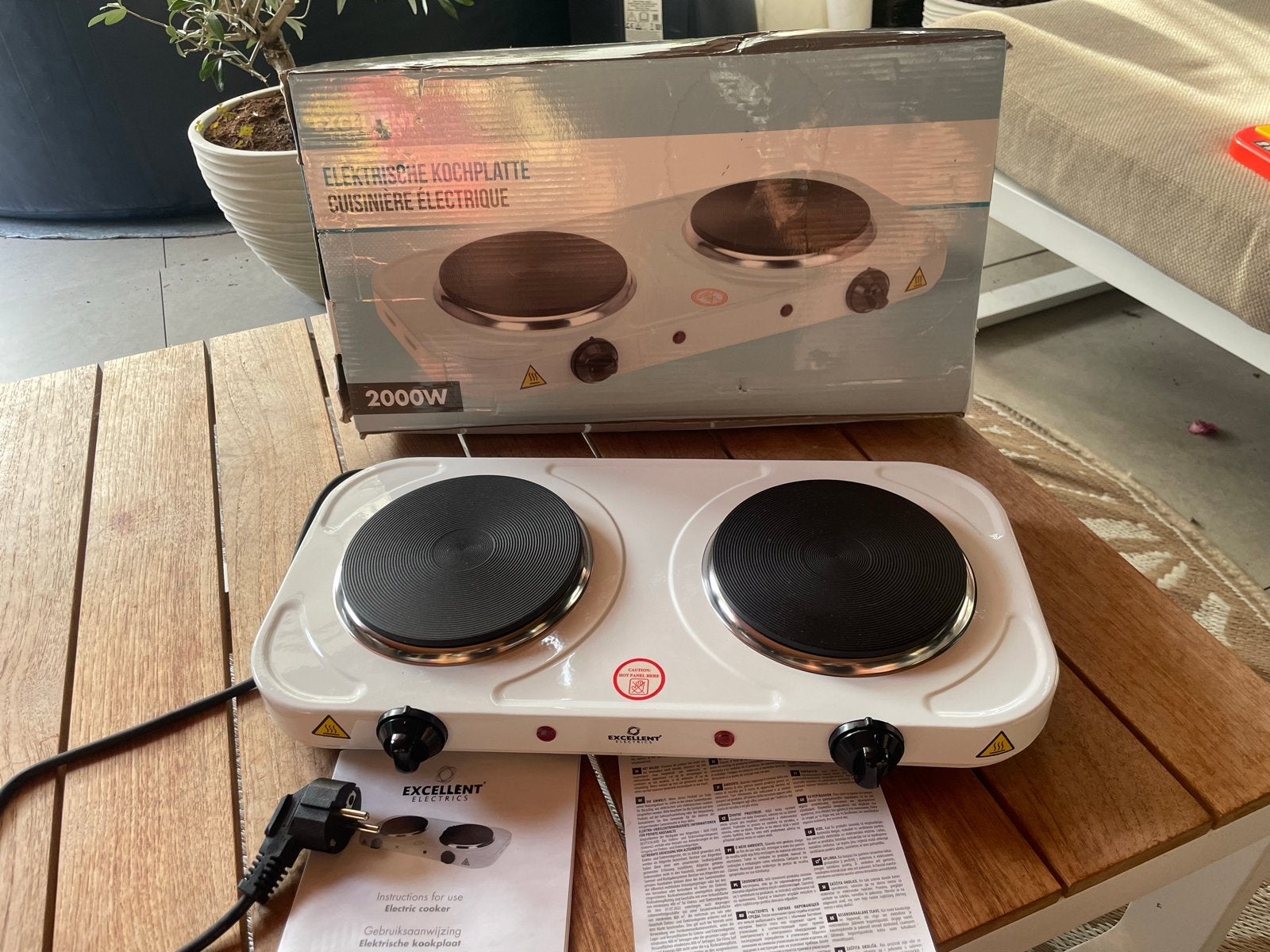 Excellent Electrics Kookplaat 2000W - Ideaal voor camping, Witgoed en Apparatuur, Kookplaten, Nieuw, 3 kookzones of minder, Ophalen of Verzenden