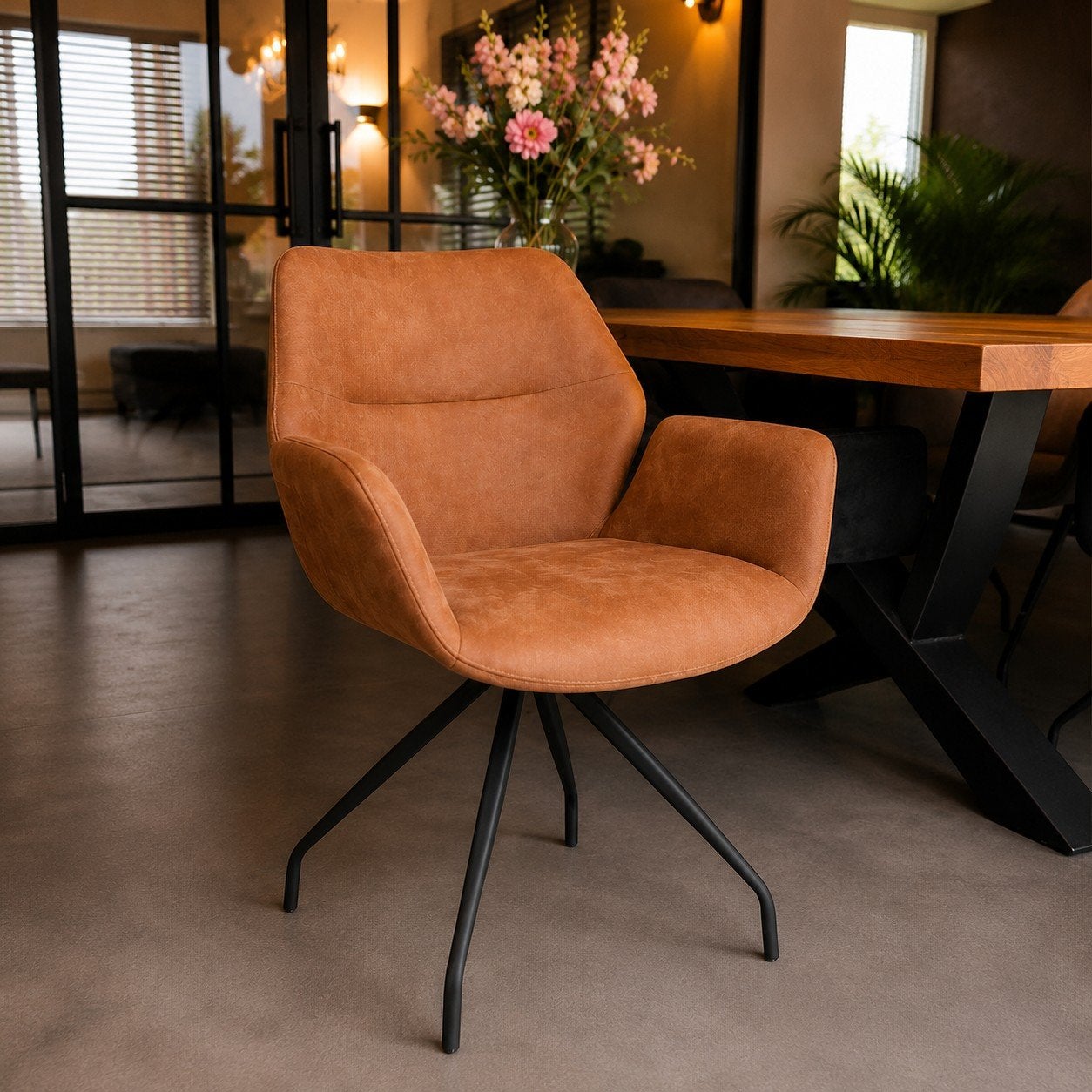 Eetkamerstoel draaibaar microleder bruin | Vanaf €85, Bruin, Onbekend, Nieuw, Ophalen of Verzenden