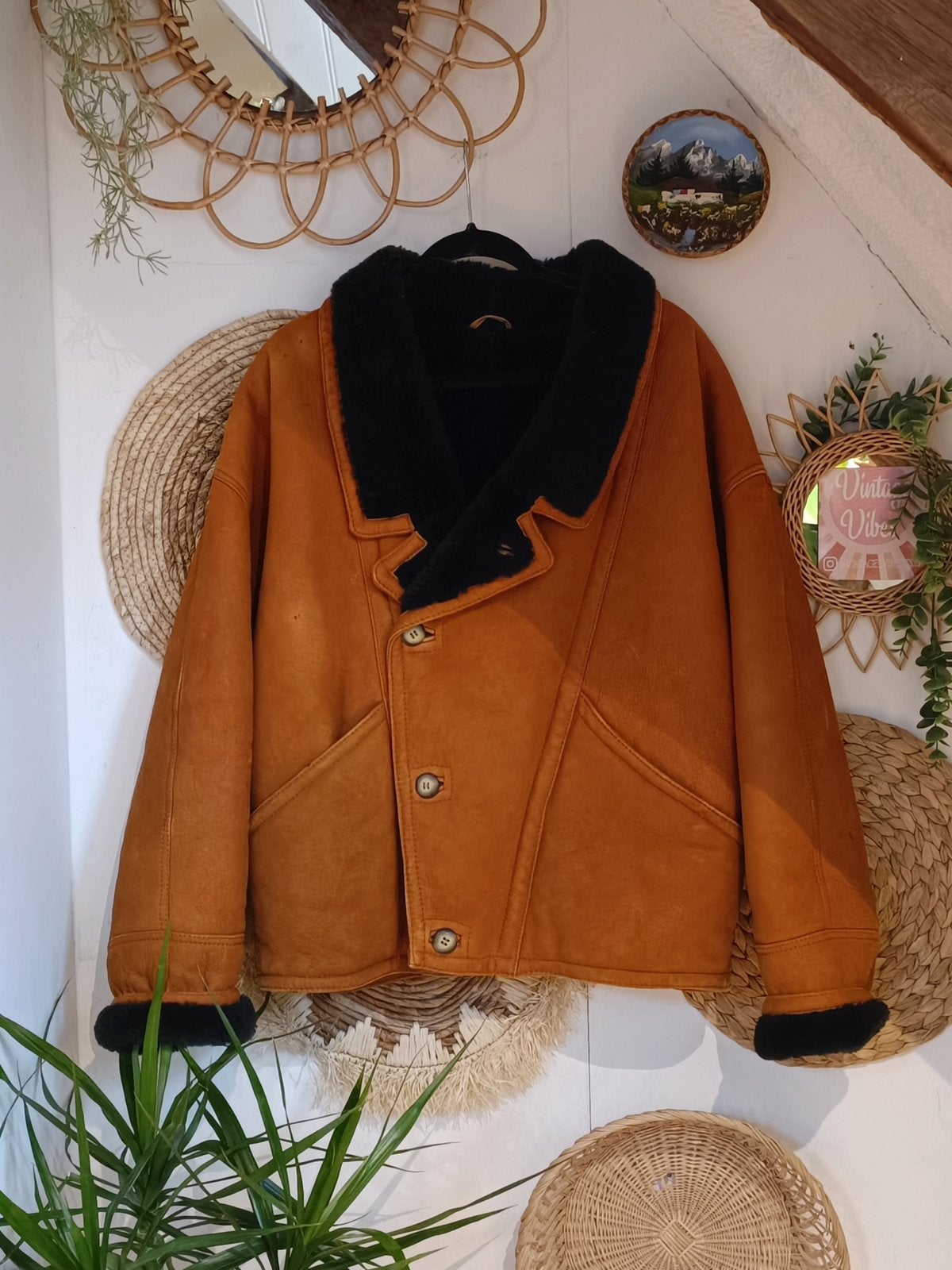 Vintage lanmy shearling afghaanse winter jas, Ophalen of Verzenden, Zo goed als nieuw, Maat 46/48 (XL) of groter, Bruin