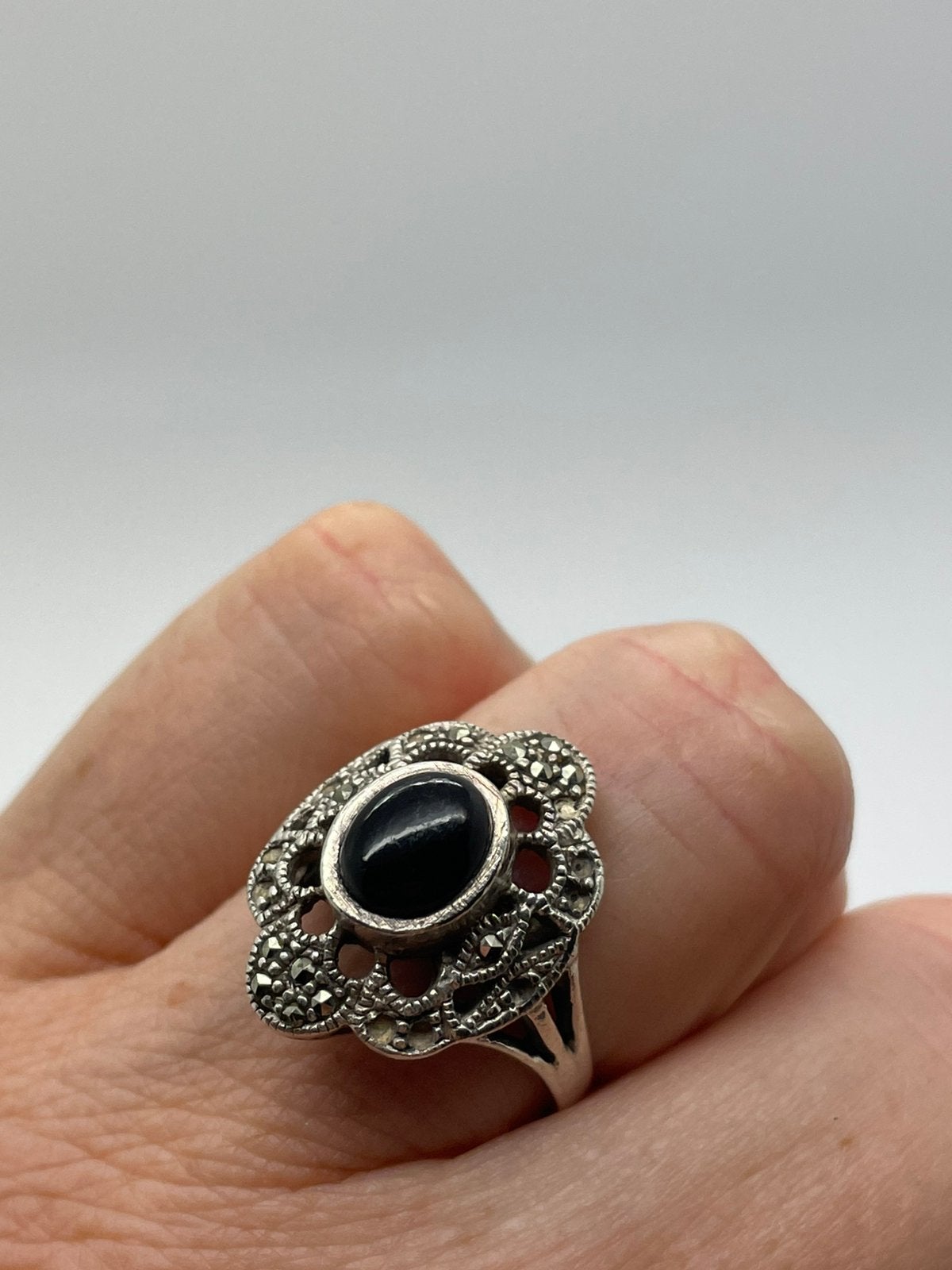 E579 Prachtige vintage zilveren ring maat 18, Ophalen of Verzenden, Zilver, Ring