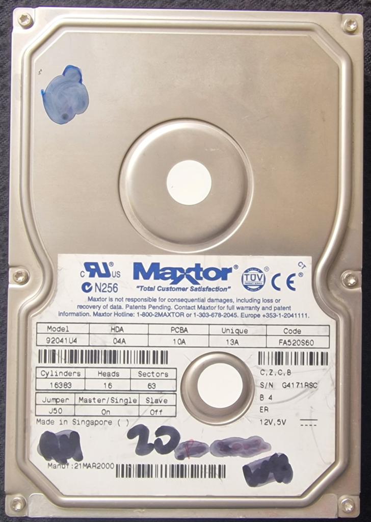 Maxtor 92041U4 IDE HDD - 20GB Harde Schijf, Intern, Gebruikt, HDD, Desktop