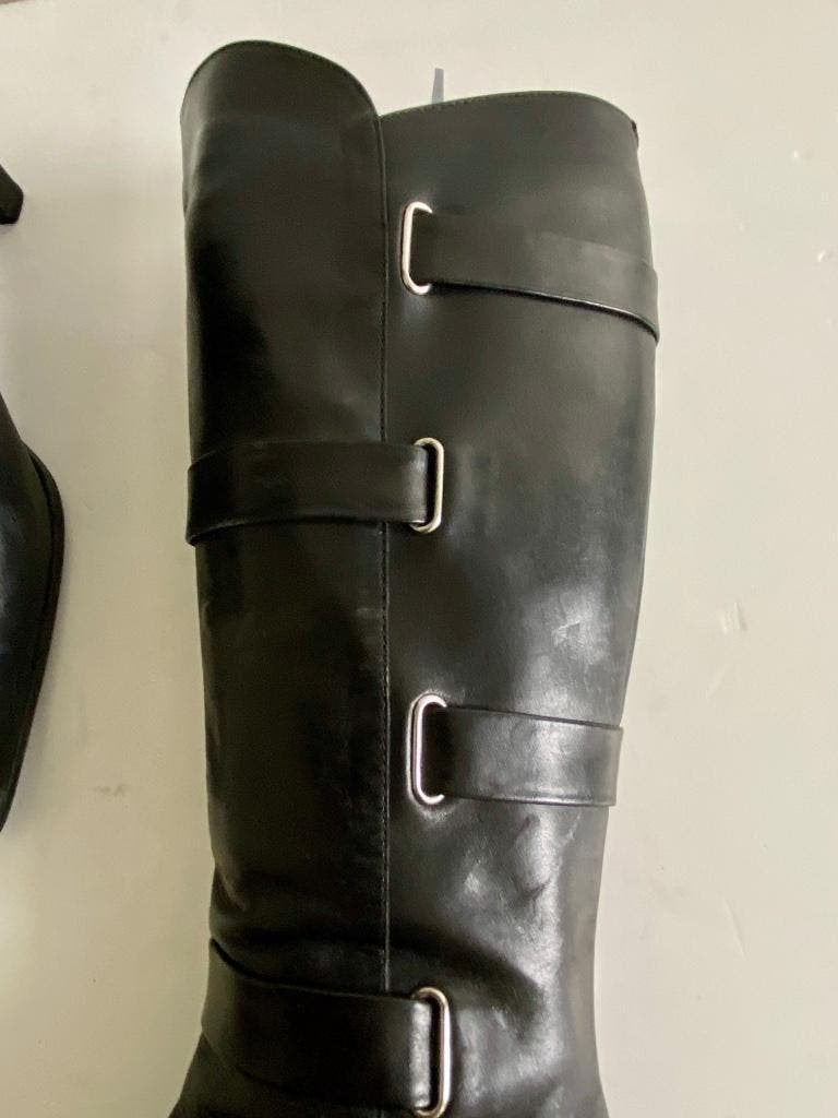 i655 Lilian: maat 39 hoge leren laarzen zwart leer schoenen, Hoge laarzen, Lilian, Zwart, Ophalen of Verzenden