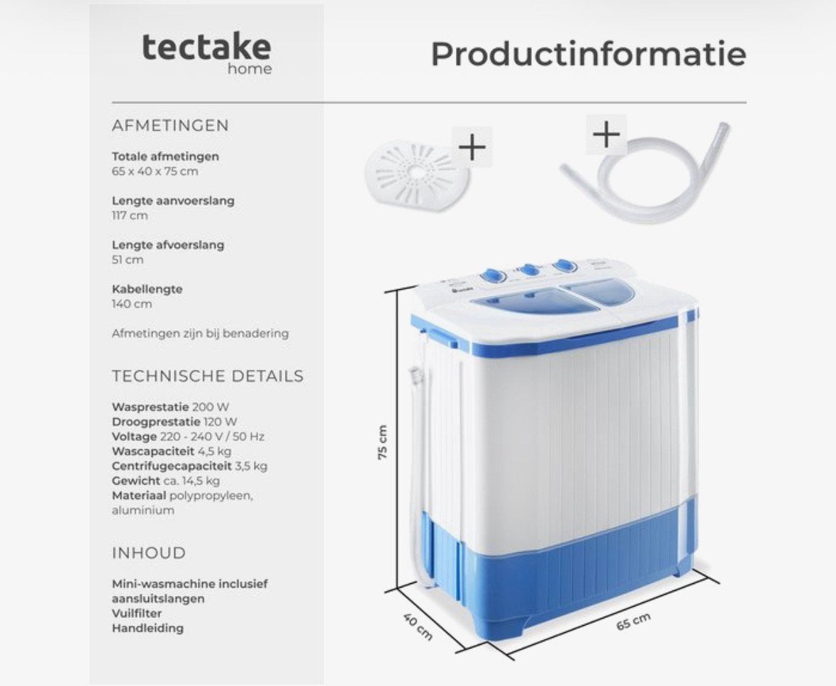 Camping wasmachine, Witgoed en Apparatuur, Wasmachines, Ophalen, Zo goed als nieuw, 1200 tot 1600 toeren, Minder dan 85 cm