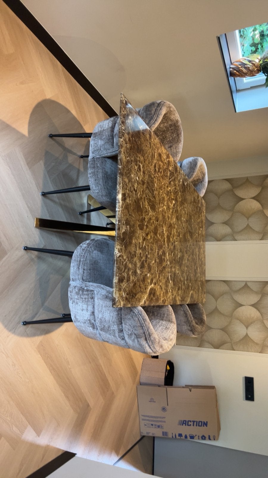 Massieve faux marmer eettafel richmond conrad, Ophalen, Zo goed als nieuw, Rechthoekig, 50 tot 100 cm