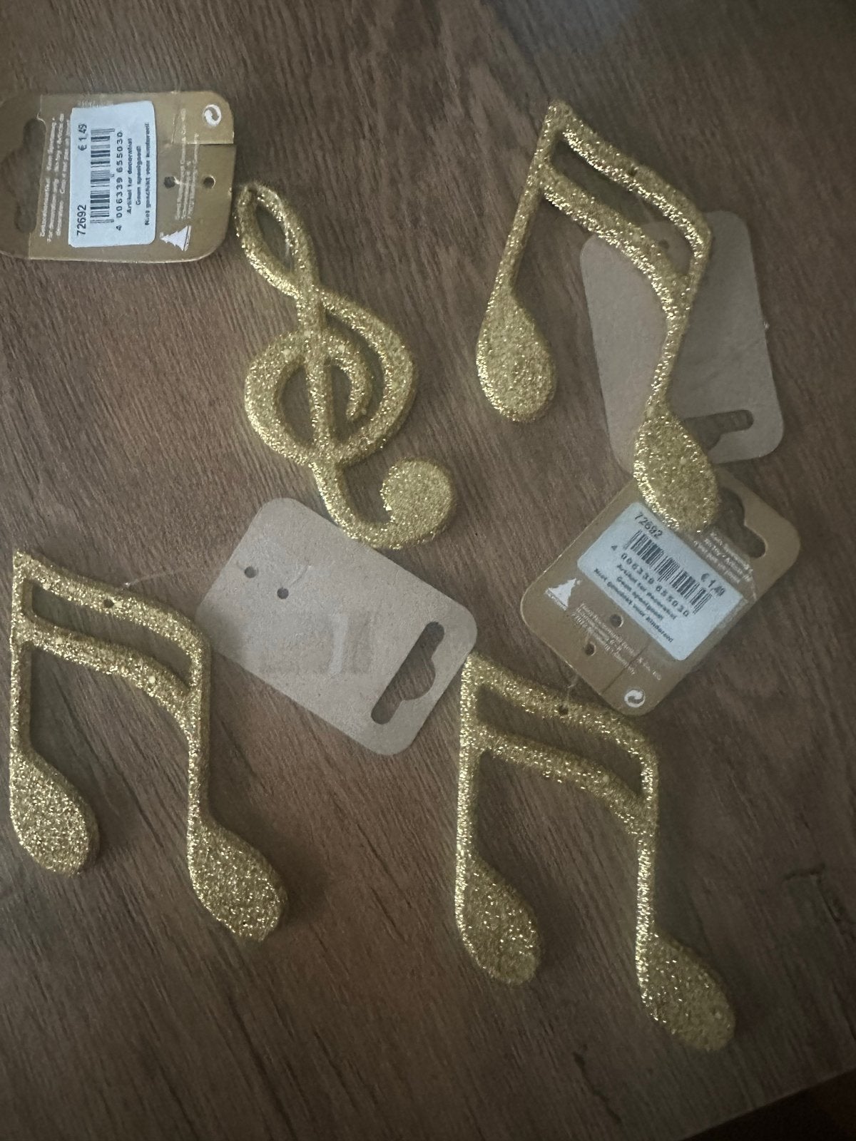 Gouden glitter muzieknoten decoratie (4 stuks)), Ophalen of Verzenden, Nieuw