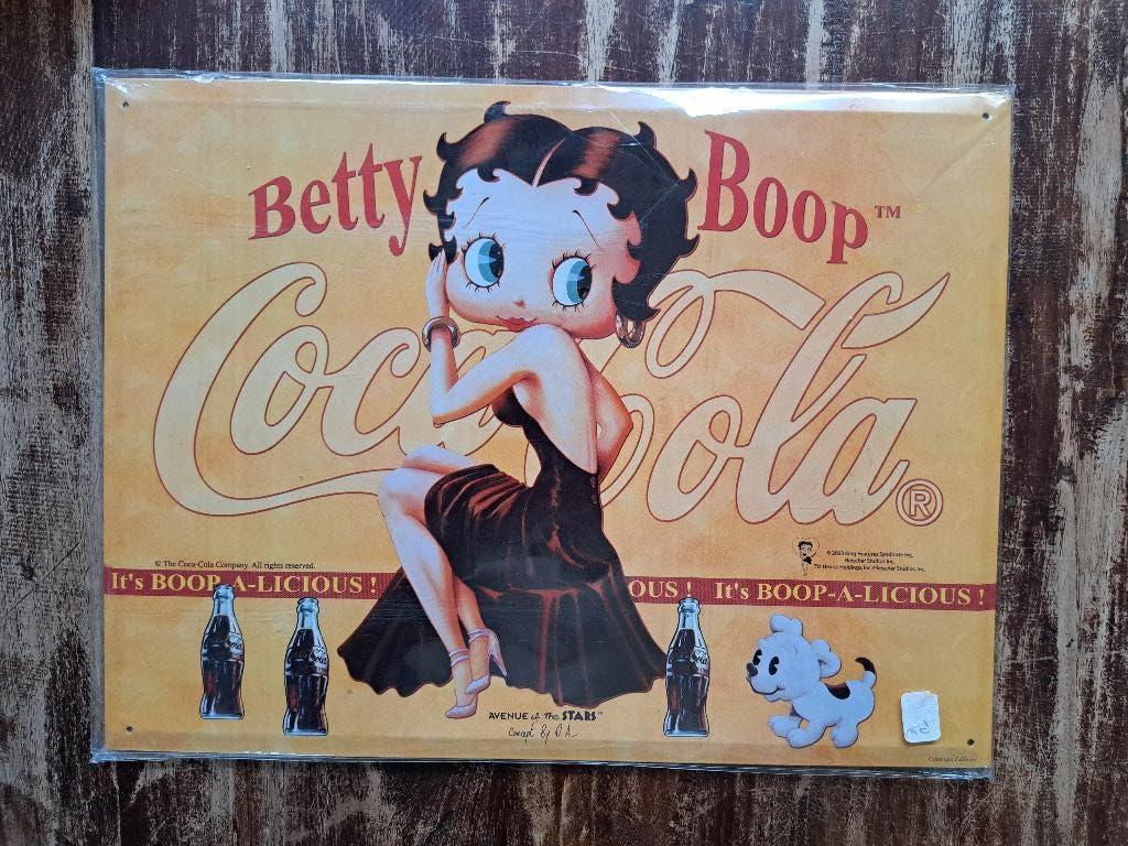 Coca Cola Betty Boop reclame bord, Ophalen of Verzenden, Nieuw, Reclamebord