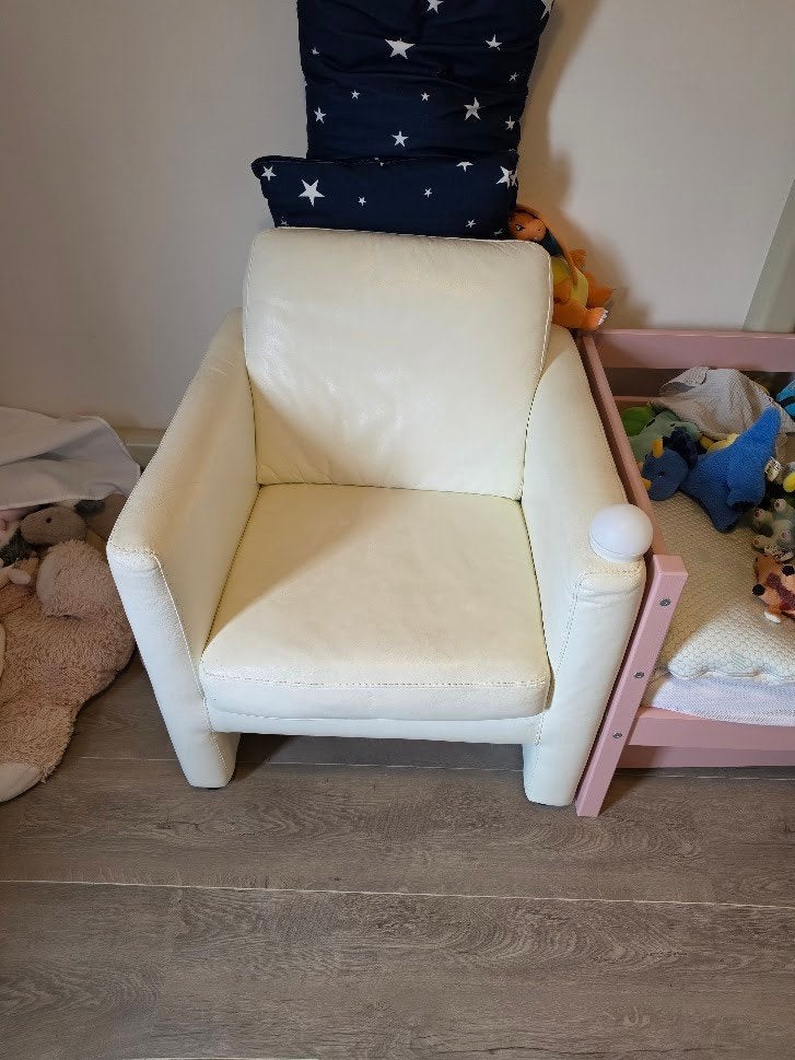 witte fauteuil, Ophalen, Gebruikt, 50 tot 75 cm, Leer