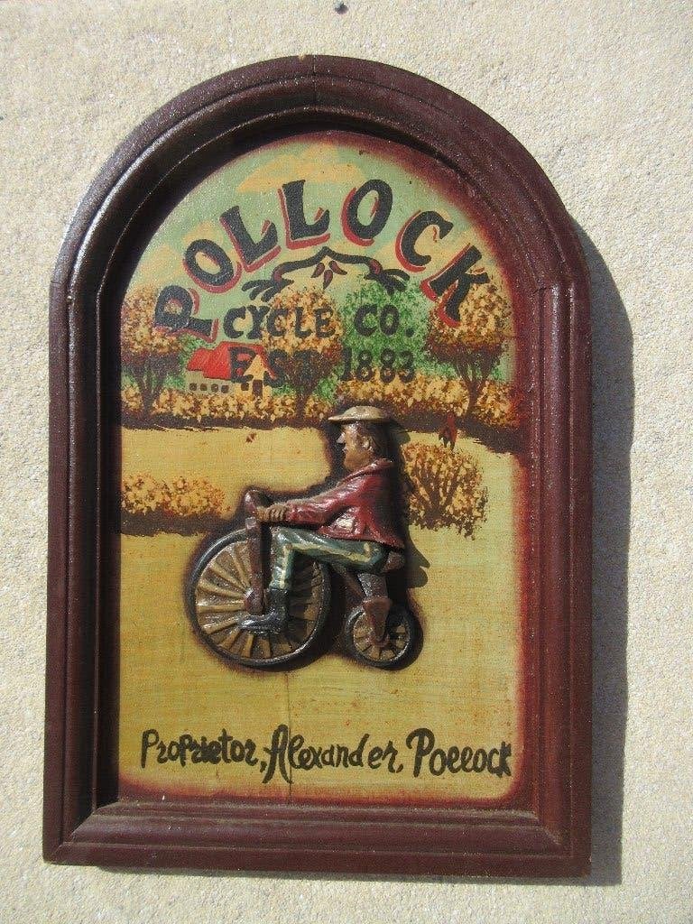 Houten bord wandbord Pollock fiets hoge bi, Ophalen of Verzenden, Gebruikt, Wandbord of Wandpaneel