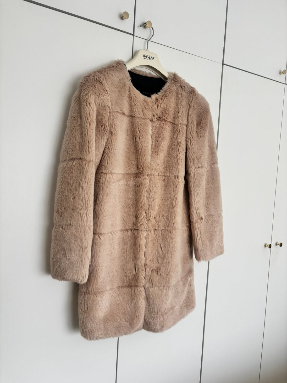 Zara bontjas beige maat S, Ophalen of Verzenden, Zo goed als nieuw, Maat 36 (S), Beige
