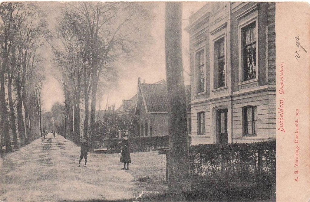 702-244-025 Dubbeldam Gemeentehuis., Verzenden, Voor 1920, Zuid-Holland