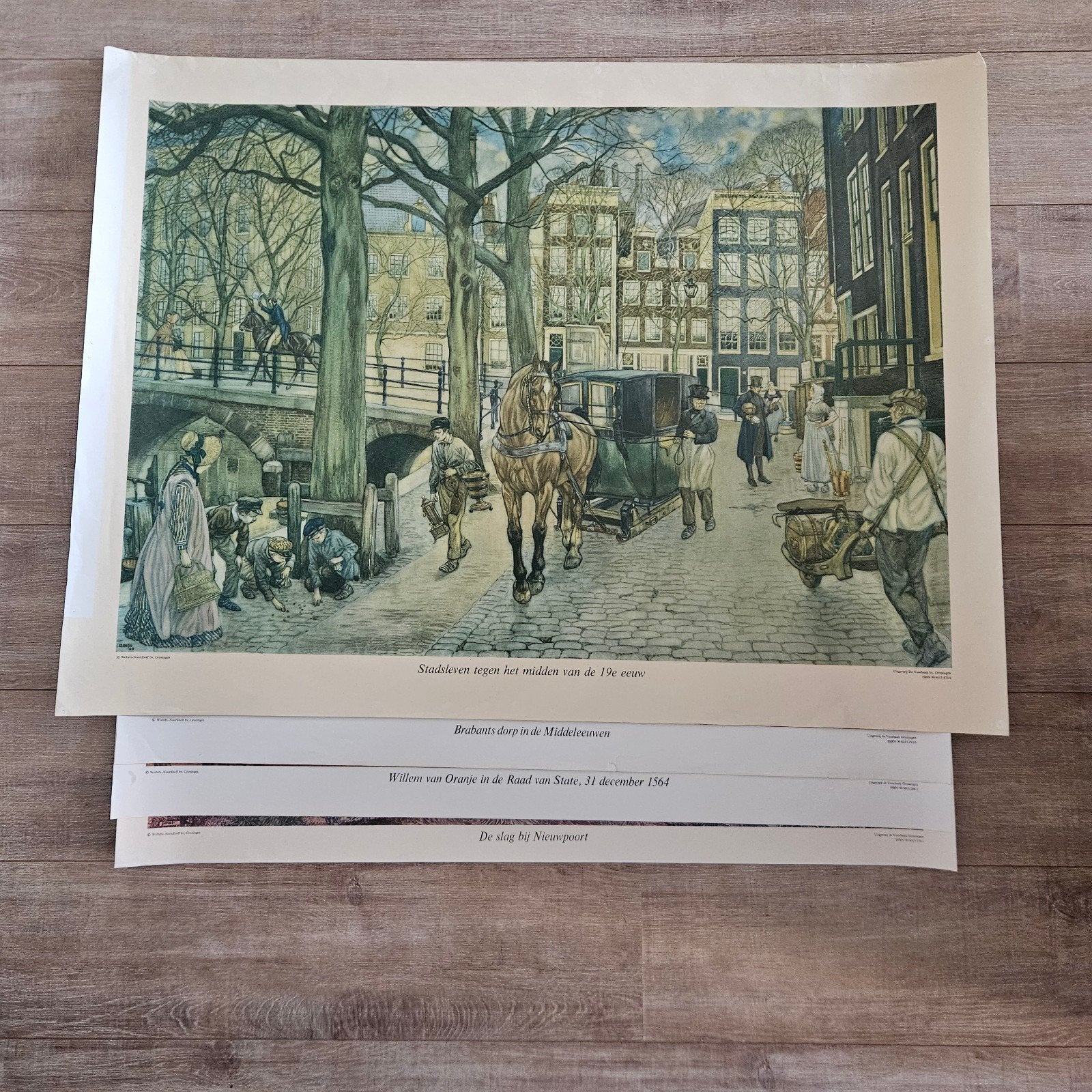 4 Wolters-Noordhoff historische posters 94 x 69 cm, Ophalen of Verzenden, A1 t/m A3