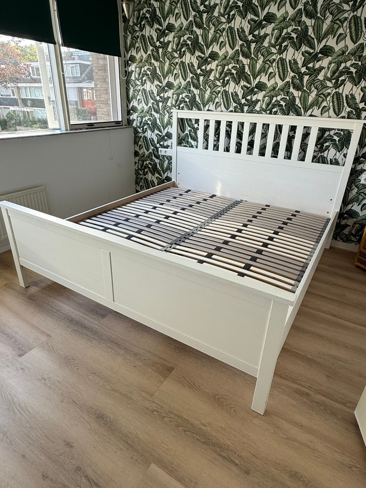 IKEA Hemnes bedframe + lattenbodems 180x200, Ophalen, Gebruikt, Wit, Tweepersoons