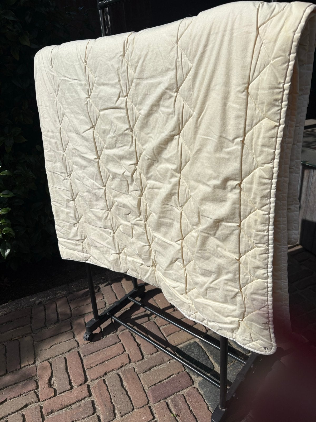Wollen deken/dekbed - Vulling zuiver scheerwol, Huis en Inrichting, Ophalen, Gebruikt, Overige maten, Beige