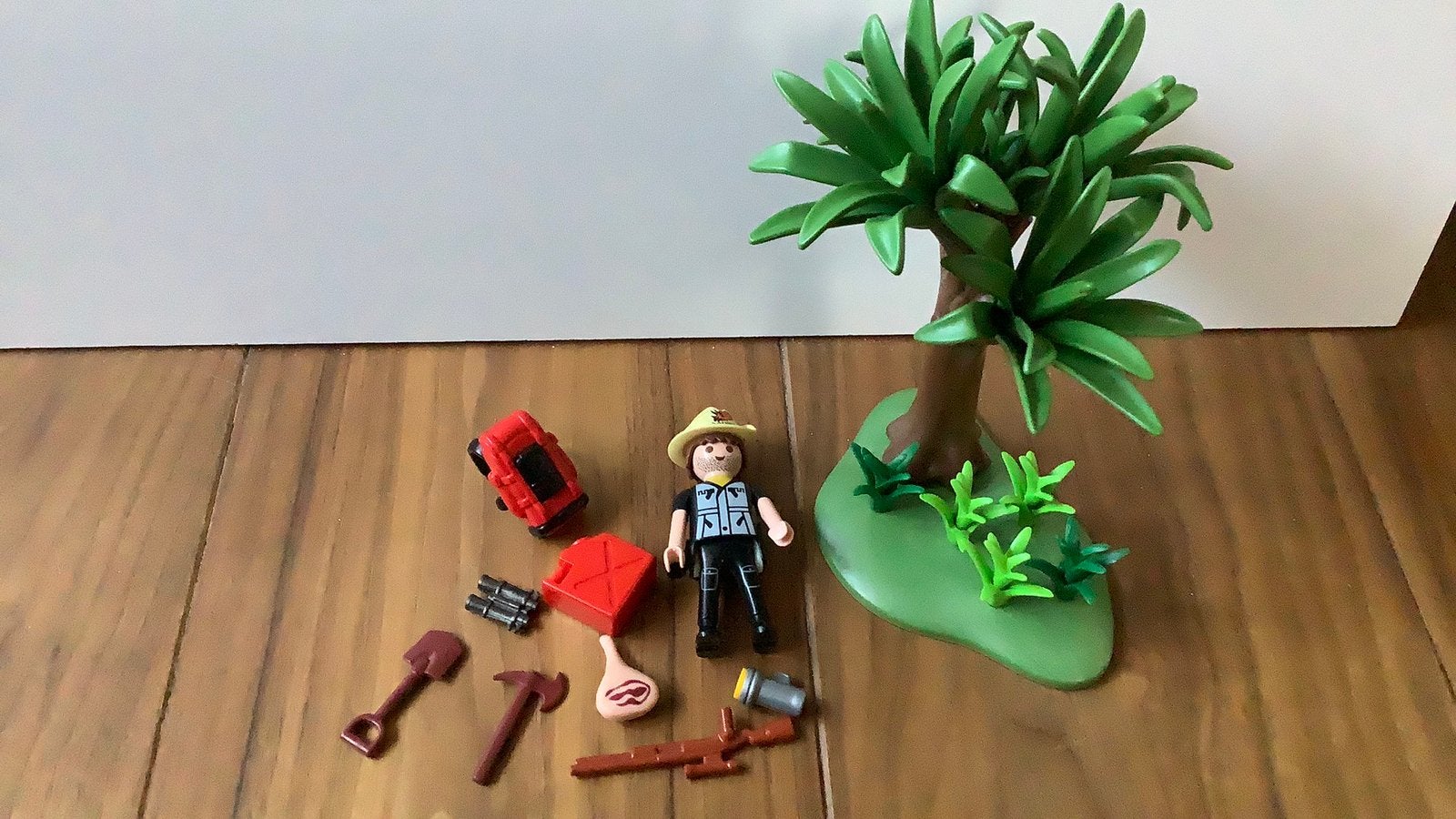 Playmobil dino jager 4175 boom struik vlees geweer rugzak, Ophalen, Gebruikt