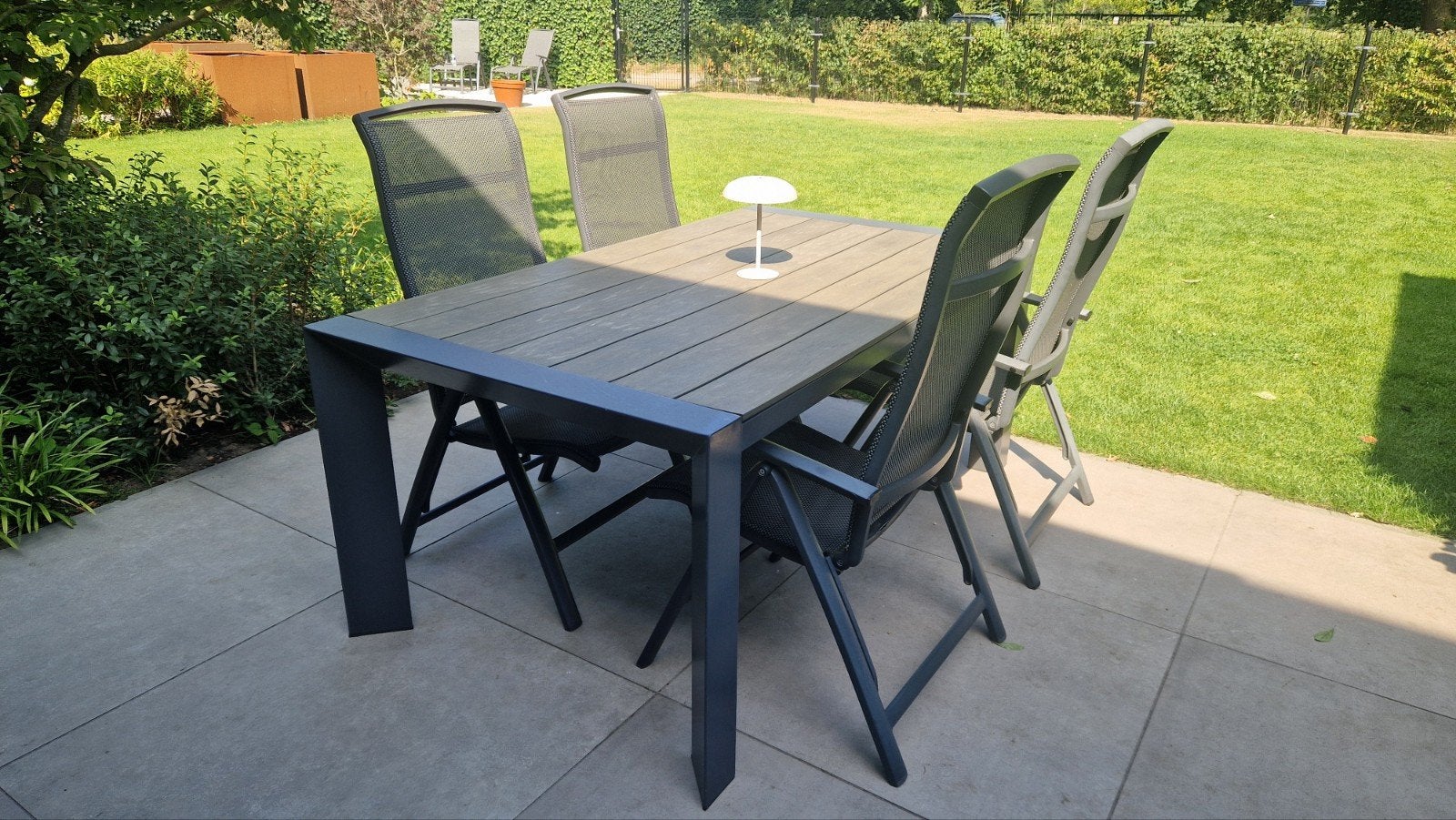 Noach tuinset met 4 stoelen en tafel, Ophalen, Gebruikt, Aluminium