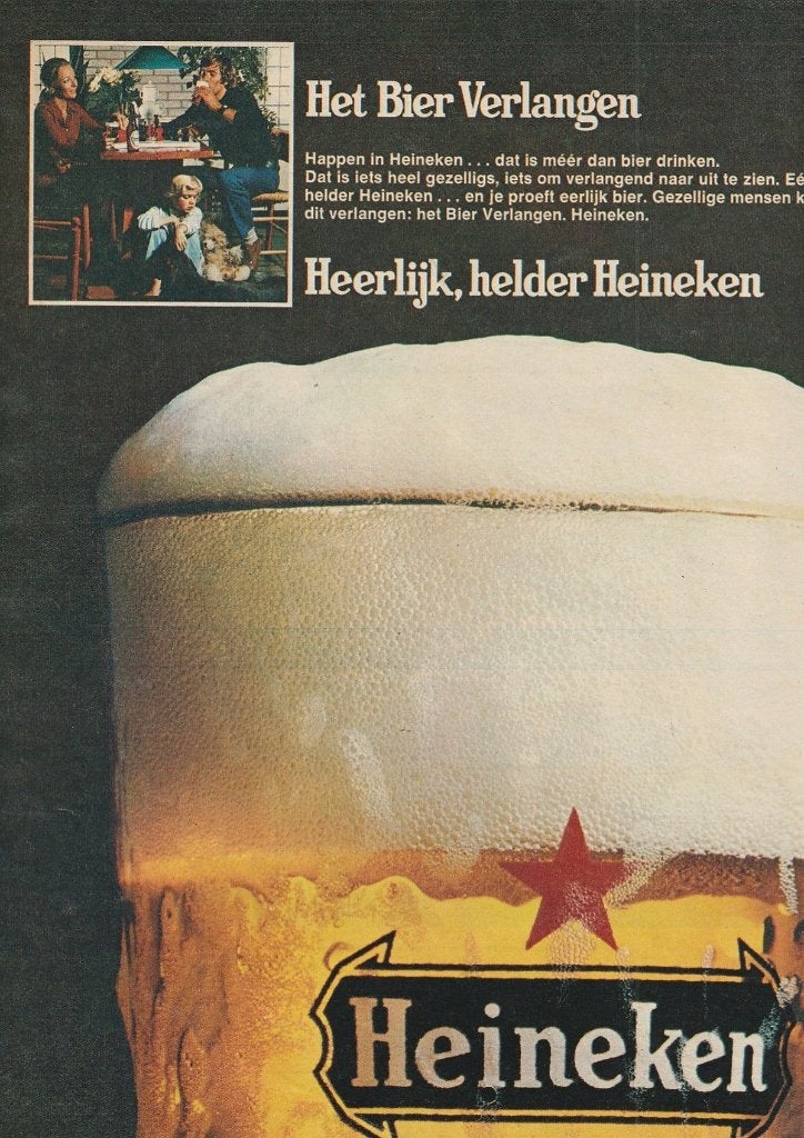 Retro reclame 1971 Heineken het happen in Heineken, Verzenden, Overige typen