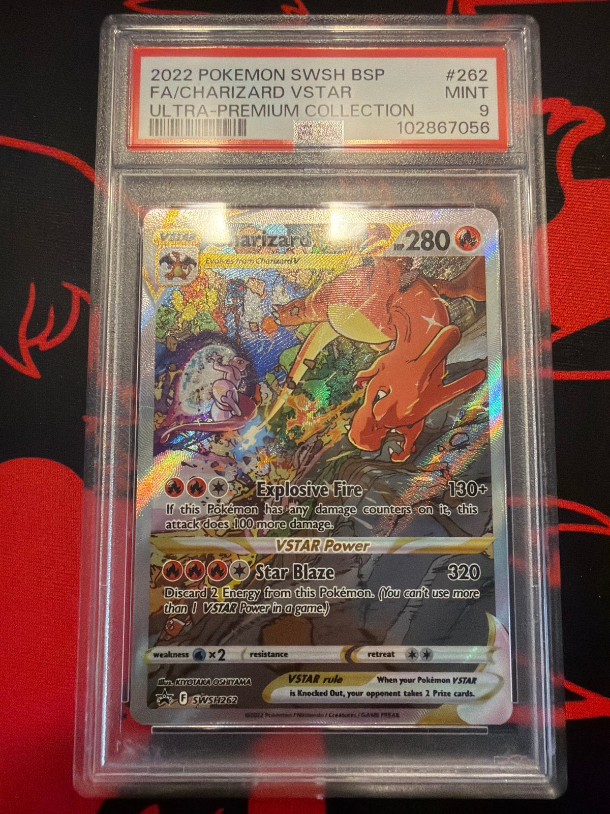 PSA 9 Charizard VSTAR #262 Ultra-Premium Collection, Ophalen of Verzenden, Zo goed als nieuw, Losse kaart