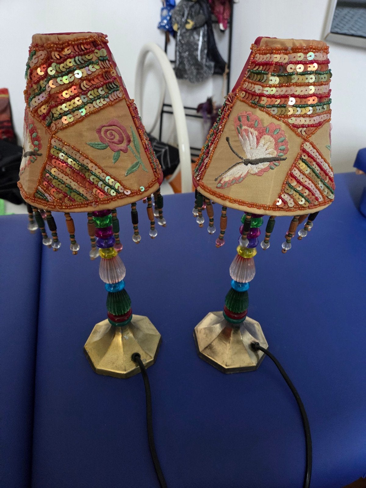 Set van 2 Oosterse Tafellampjes met Kralen en Pailletten, Ophalen of Verzenden