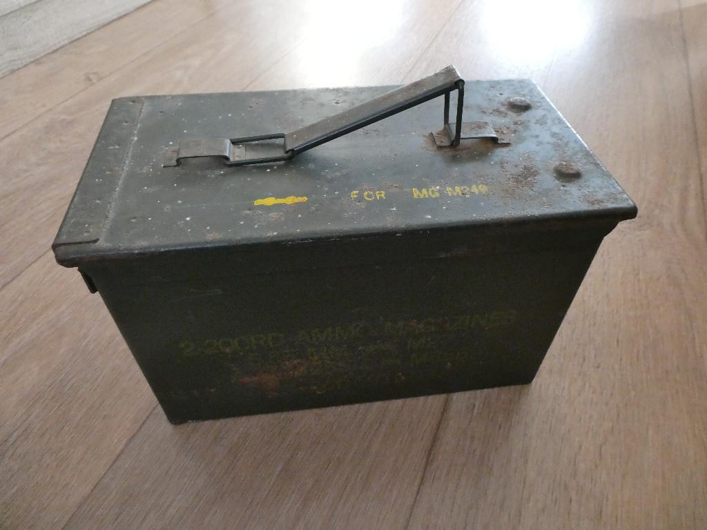 Munitiekistje voor de MG 249, Ophalen of Verzenden, Landmacht, Amerika, Kist of Geocache