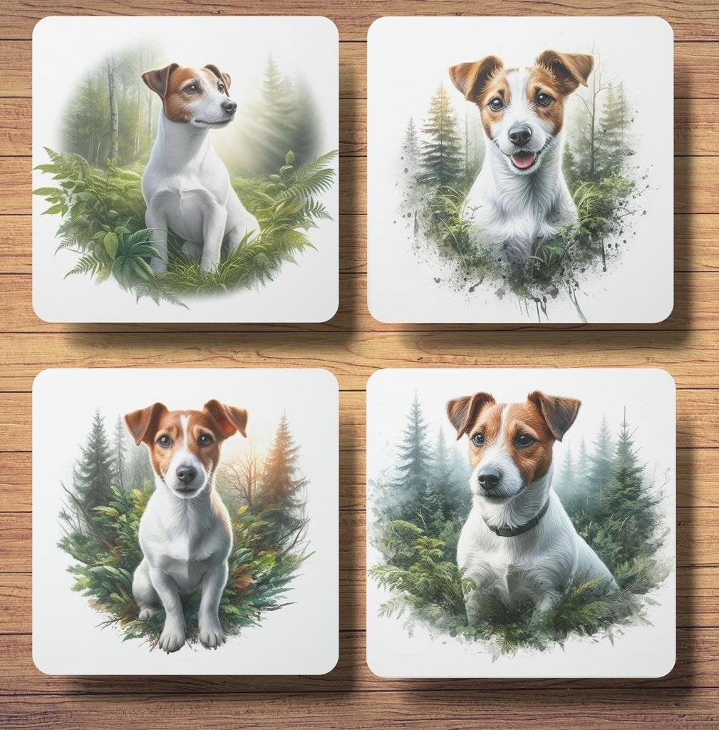 Jack Russell Terriër Bos onderzetters met houder, Huis en Inrichting, Ophalen of Verzenden, Nieuw