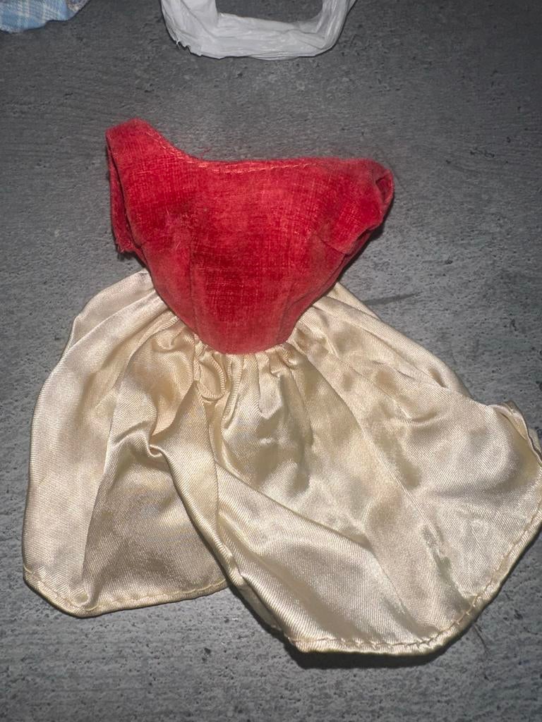 753 Vintage Barbie Jurk - Rood met Crème, Ophalen of Verzenden, Zo goed als nieuw