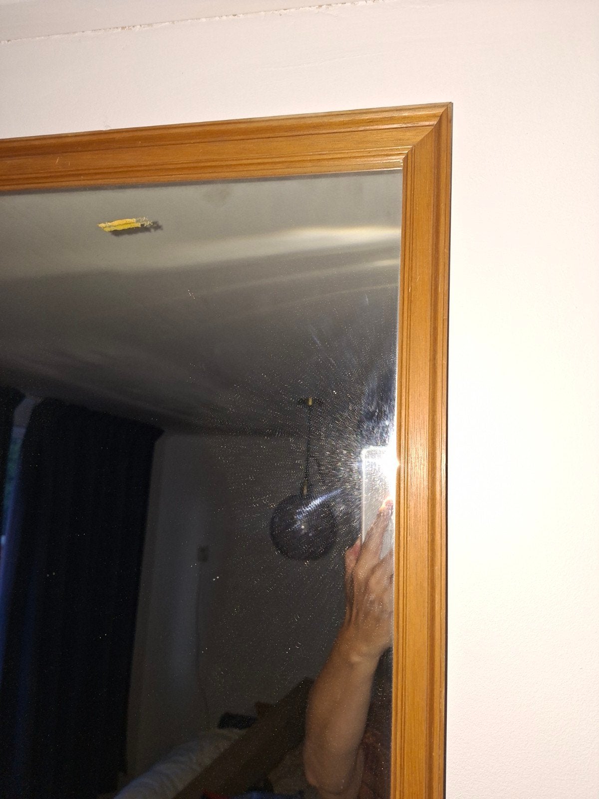 Antieke houten spiegel, 1.20m hoog, Ophalen, Rechthoekig