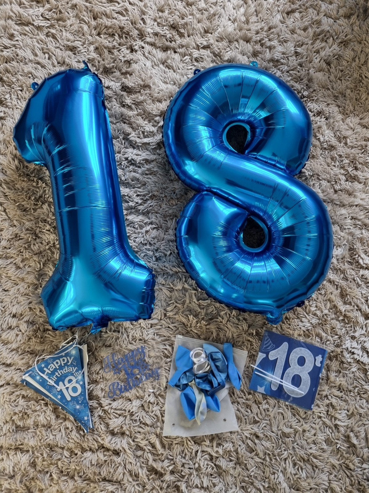 Feestpakket verjaardag versiering blauw cijferballonnen 18, Ophalen, Zo goed als nieuw, Versiering, Verjaardag