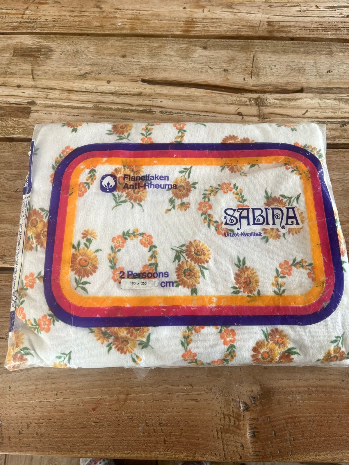 Vintage Sabina Flanellen Laken 2-persoons Anti-Rheuma, Katoen, Ophalen of Verzenden, Overige merken, Wit