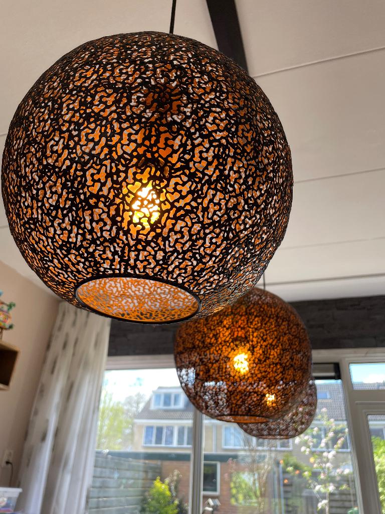 Hanglampen, Ophalen, 50 tot 75 cm, Metaal, Zwart staal
