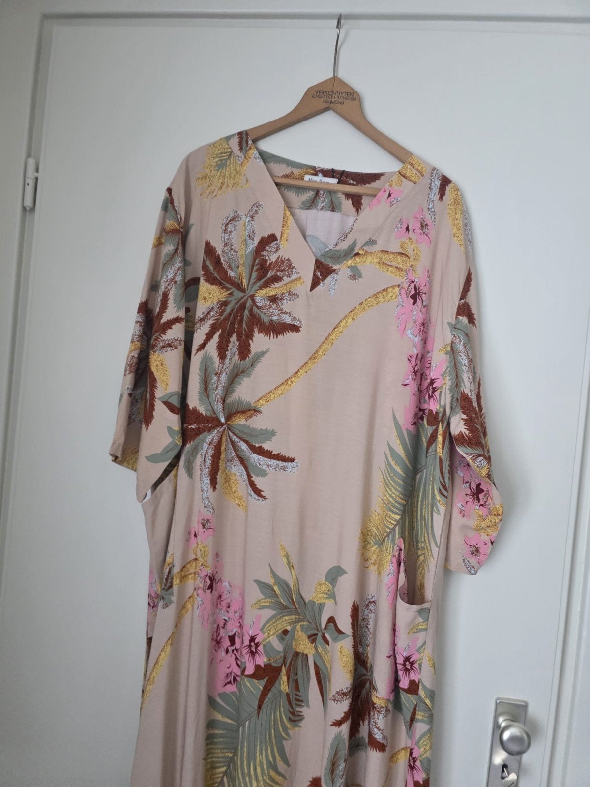 Miss Rose XL Kaftan Jurk met Tropische Print, Beige, Maat 46/48 (XL) of groter, Miss Rose, Nieuw