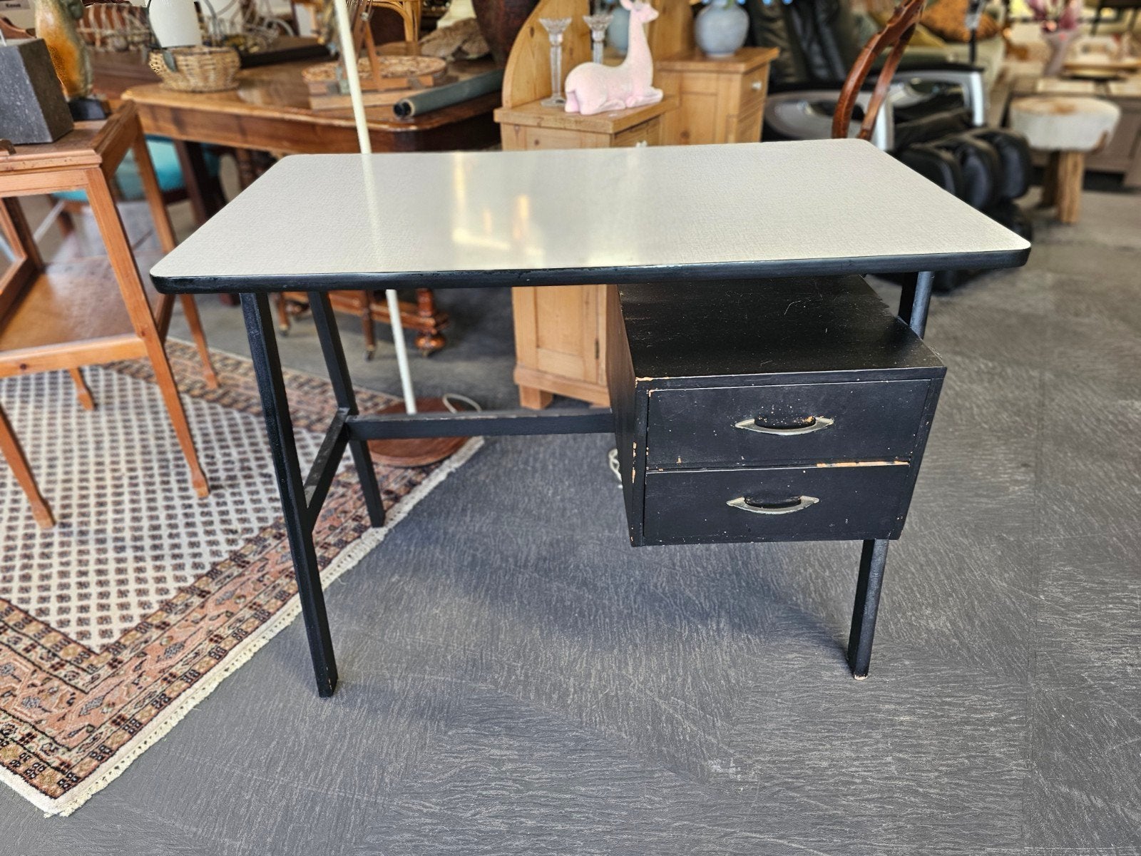 Vintage bureau met lades - 100x77x57 cm, Gebruikt, Onbekend@voorbeeld.com, Onbekend, Vintage