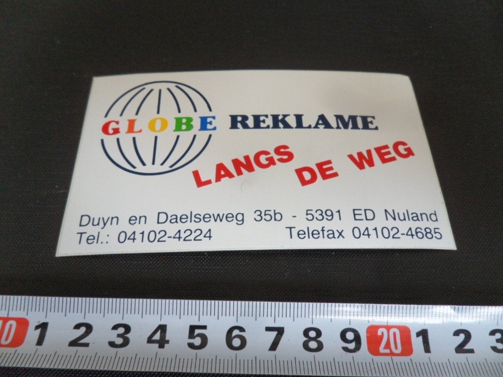sticker nuland globe reklame langs de weg duyn en daelseweg, Ophalen, Zo goed als nieuw