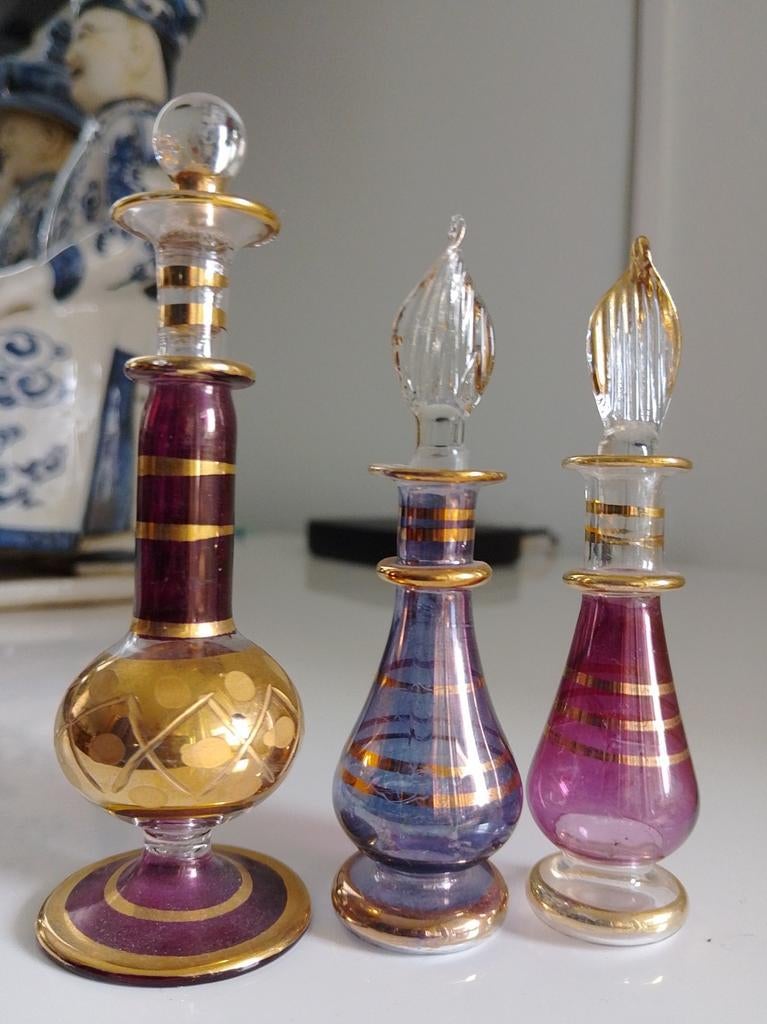 Parfum flesjes, 3, uit Egypte, Verzamelen, Ophalen of Verzenden, Parfumfles