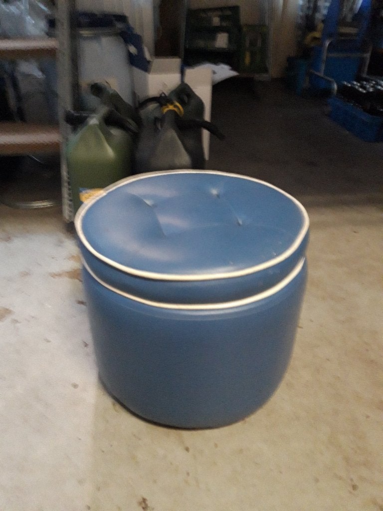 vintage poef, Huis en Inrichting, Banken | Voetenbanken en Poefen, Ophalen, Gebruikt, Rond, Minder dan 50 cm