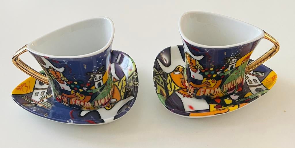 2 kop met schotels , Dutch Heritage International , 2012, Ophalen of Verzenden, Zo goed als nieuw, Porselein, Bestek