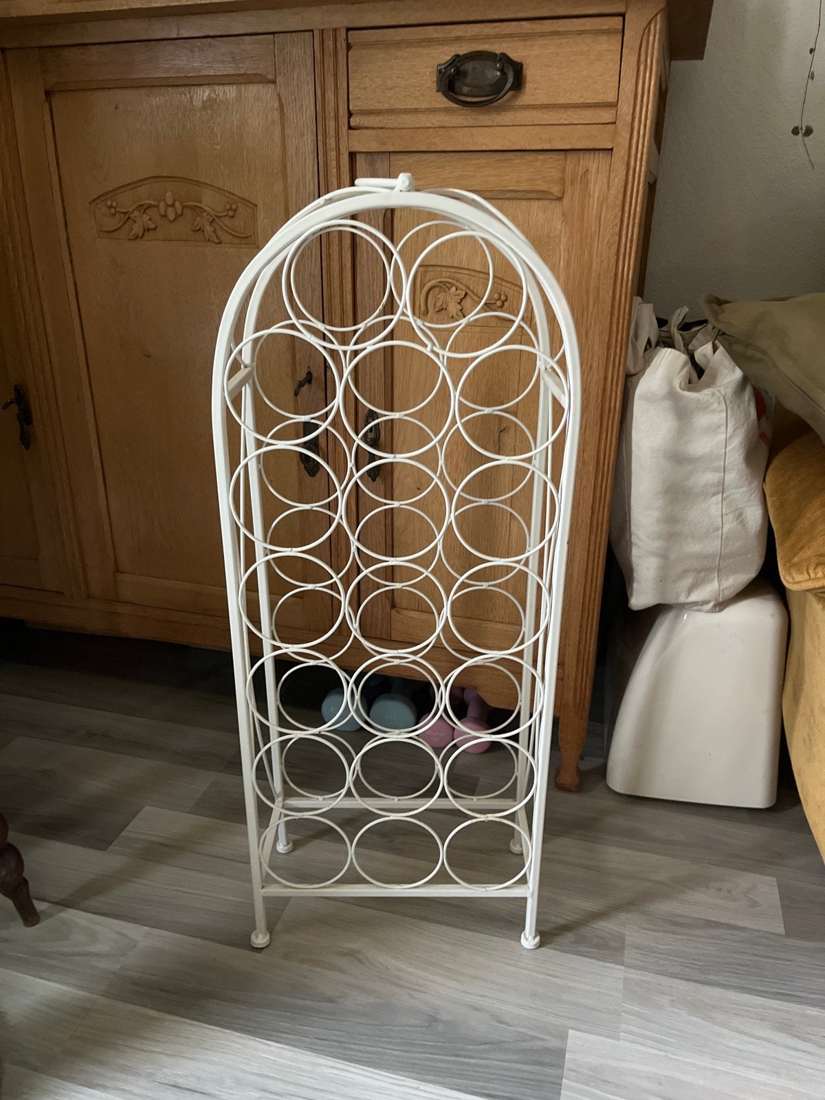 Wijnrek wit metaal - 25 flessen of meer, Huis en Inrichting, Woonaccessoires | Wijnrekken, Ophalen, Gebruikt, 25 flessen of meer