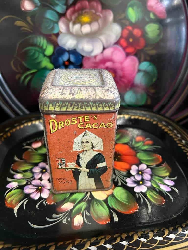 Antiek klein Droste cacao blikje 1/10 for Eng & Colonies, Ophalen of Verzenden, Gebruikt, Overige, Droste
