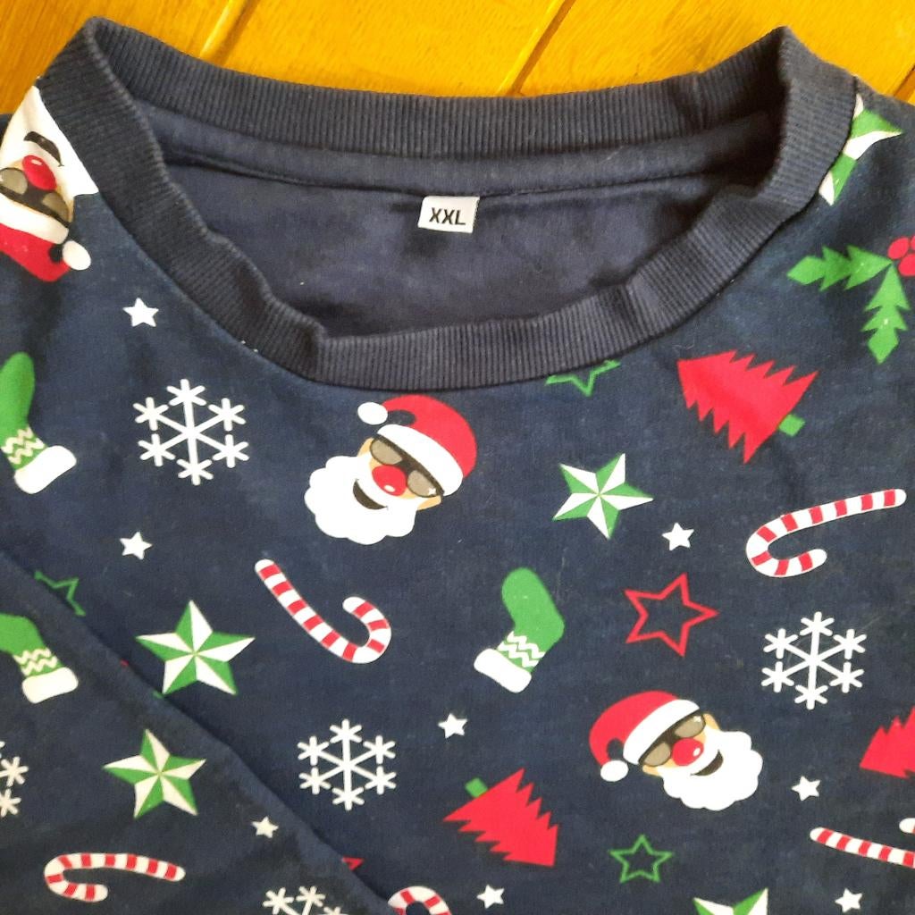 Kerst sweater donker blauw maat XXL, Ophalen of Verzenden, Zo goed als nieuw, Overige maten, Blauw